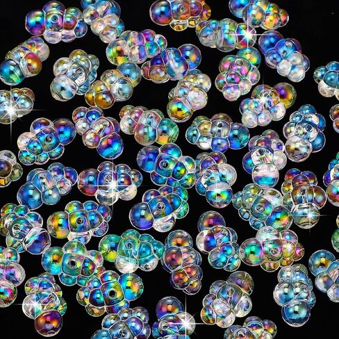 50 Pcs Fake Bubble Clusters for Dollhouse Mini Bathtub Dollhouse Accessories AB Colors Acrylic Bubble Cloud Beads Doll House Items for Fairy Garden Beach DIY Craft in Saudi Arabia