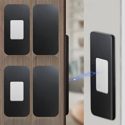 2Sets Invisible Magnetic Suction Drawer Closer Self Adhesive Sliding Door Furniture Anti-Rust Magnet Stickers Accessories,Black in Saudi Arabia