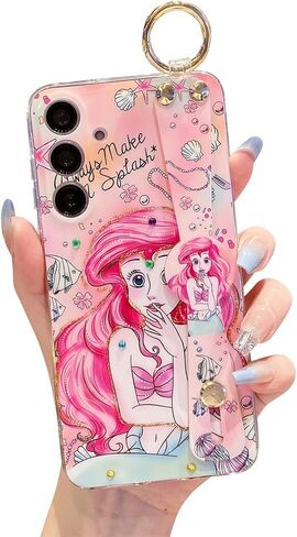 for Samsung Galaxy A15 5G Case 6.5" Sparkle Bling with Strap Stand Cute Pattern IMD Plating Design Silicone Shockproof Protective Glitter - Minnie in Saudi Arabia