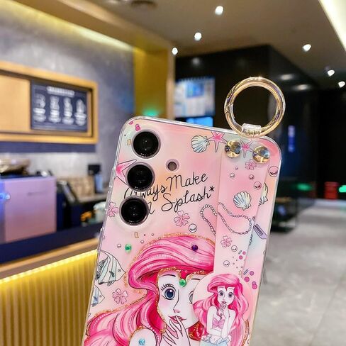 for Samsung Galaxy A15 5G Case 6.5" Sparkle Bling with Strap Stand Cute Pattern IMD Plating Design Silicone Shockproof Protective Glitter - Minnie in Saudi Arabia