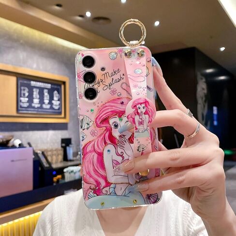 for Samsung Galaxy A15 5G Case 6.5" Sparkle Bling with Strap Stand Cute Pattern IMD Plating Design Silicone Shockproof Protective Glitter - Minnie in Saudi Arabia