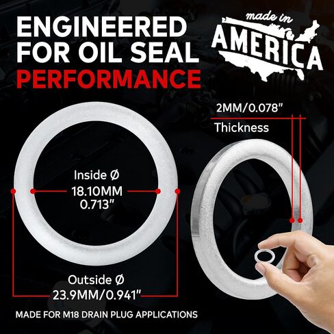 VOTEX - Made in USA - M18 18MM Oil Drain Plug Crush Washer Gasket Seal Ring - Oil/Coolant - Aluminum - 20 Pack - ACWM18-1 in Saudi Arabia