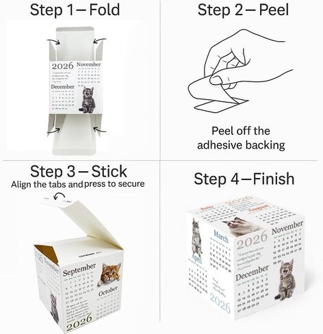2026 Cube Desk Calendar – Small 10×10 cm Desktop Block Calendar with Cute Cat Photos & Quotes, Mini Desk Decor for Home & Office, Cat Lover Desk Accessory in Saudi Arabia