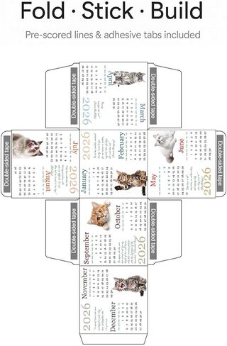 2026 Cube Desk Calendar – Small 10×10 cm Desktop Block Calendar with Cute Cat Photos & Quotes, Mini Desk Decor for Home & Office, Cat Lover Desk Accessory in Saudi Arabia