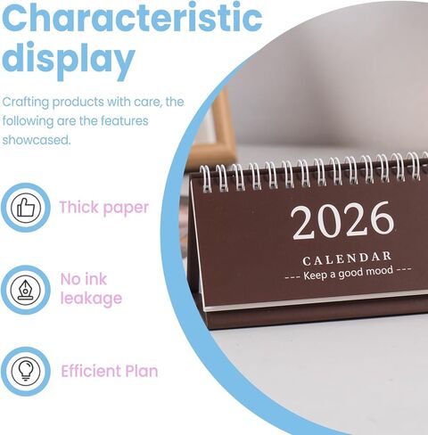 Long Notebook Calendar (Jan 2026-Dec 2026) - Combined Desk Calendar & Notebook, Twin-Wire Binding for Home/Office, Blue in Saudi Arabia