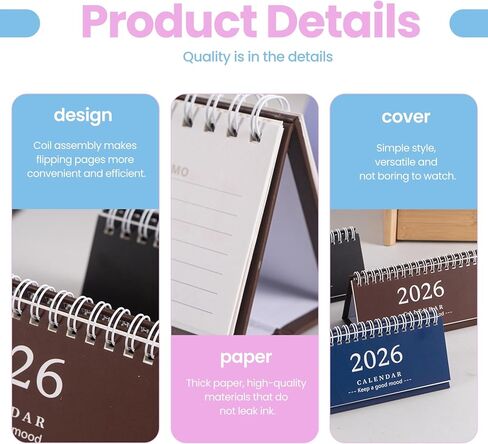 Long Notebook Calendar (Jan 2026-Dec 2026) - Combined Desk Calendar & Notebook, Twin-Wire Binding for Home/Office, Blue in Saudi Arabia