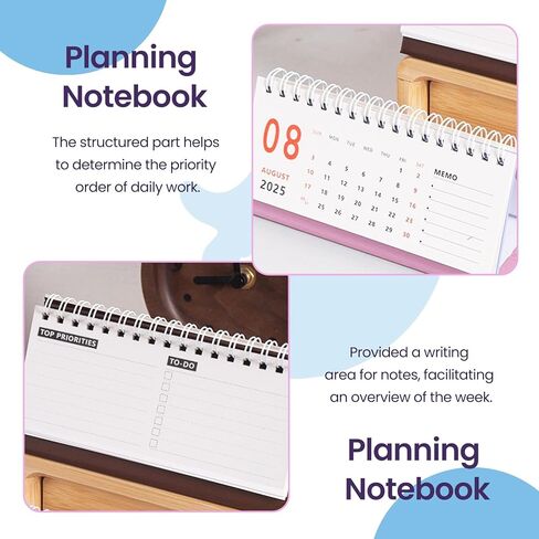 Long Notebook Calendar (Jan 2026-Dec 2026) - Combined Desk Calendar & Notebook, Twin-Wire Binding for Home/Office, Blue in Saudi Arabia