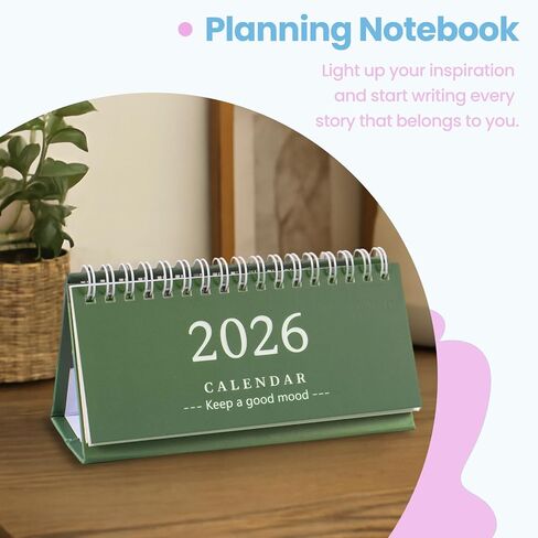 Long Notebook Calendar (Jan 2026-Dec 2026) - Combined Desk Calendar & Notebook, Twin-Wire Binding for Home/Office, Blue in Saudi Arabia