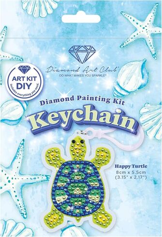 DIAMOND ART CLUB Keychain - Happy Turtle Diamond Painting Stickers Kit, Diamond Art Stickers for Beginners, Fun DIY Crafts for Adults, 3.15" x 2.17" in Saudi Arabia
