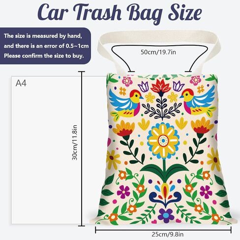 Floral Patch Print Car Trash Bag Hanging Garbage Bag with Snap Buttons Car-Back Seat Trash Storage Portable Dustbin for Men Women Car Interior Accessories Travel Camping in Saudi Arabia