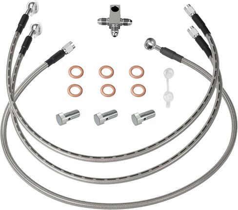 "+3" Stainless Braided Brake Lines Kit for Suzuki LT-Z400 For Kawasaki KFX400 For Arctic Cat DVX 400 2003-2008 in Saudi Arabia