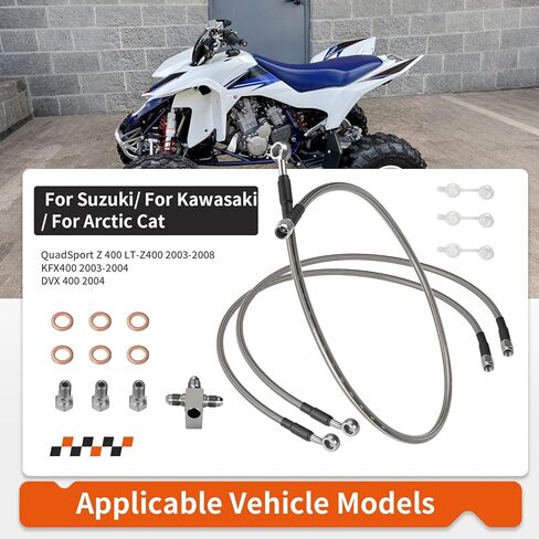 "+3" Stainless Braided Brake Lines Kit for Suzuki LT-Z400 For Kawasaki KFX400 For Arctic Cat DVX 400 2003-2008 in Saudi Arabia
