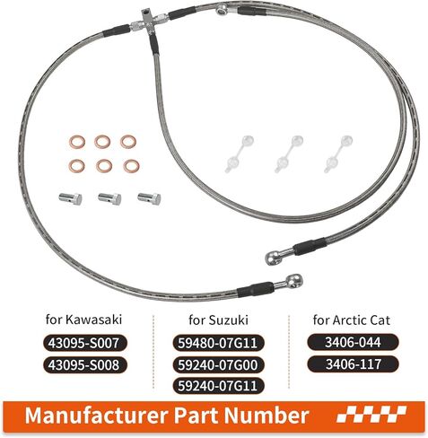 "+3" Stainless Braided Brake Lines Kit for Suzuki LT-Z400 For Kawasaki KFX400 For Arctic Cat DVX 400 2003-2008 in Saudi Arabia