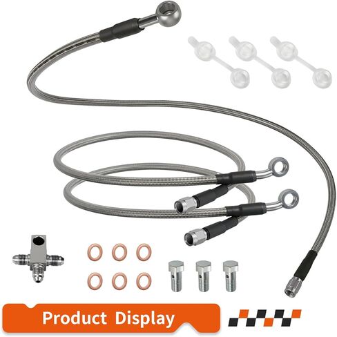 "+3" Stainless Braided Brake Lines Kit for Suzuki LT-Z400 For Kawasaki KFX400 For Arctic Cat DVX 400 2003-2008 in Saudi Arabia