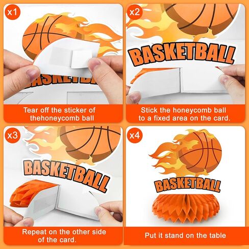 Basketball Honeycomb Centerpiece, 9pcs Basketball Birthday Honeycomb Centerpiece, Basketball Party Honeycomb Centerpieces & Basketball Centerpieces for Table, for Basketball Party Decorations Supplies in Saudi Arabia