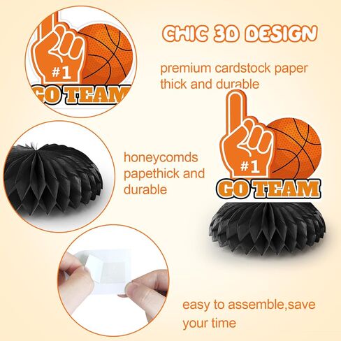 Basketball Honeycomb Centerpiece, 9pcs Basketball Birthday Honeycomb Centerpiece, Basketball Party Honeycomb Centerpieces & Basketball Centerpieces for Table, for Basketball Party Decorations Supplies in Saudi Arabia