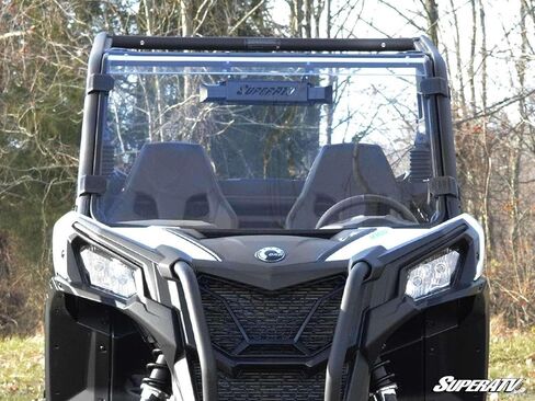 SuperATV Heavy Duty Scratch Resistant Full Windshield for 2019+ Can-Am Maverick Sport 1000 (See Fitment) | 1/4" Thick Polycarbonate | Preinstalled Bulb Seal | Easy Install | USA Made in Saudi Arabia