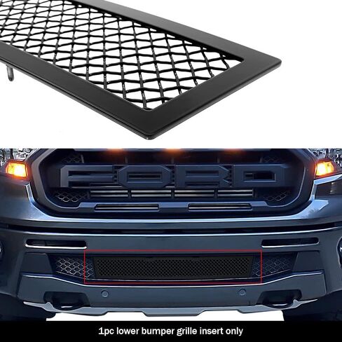 APS Premium Stainless Steel Black Mesh Grille Grill Insert Compatible with Ford Ranger 2019 2000 2001 2002 2023 Lower Bumper N19-H09157F in Saudi Arabia
