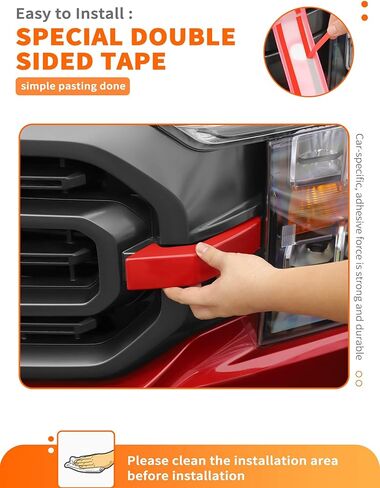 Savadicar 2-Piece Red Grille Side Trim Cover for 2021-Present Ford F150, Grille Extensions Overlay Accent, Exterior Styling Upgrade Accessories in Saudi Arabia