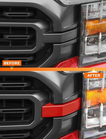 Savadicar 2-Piece Red Grille Side Trim Cover for 2021-Present Ford F150, Grille Extensions Overlay Accent, Exterior Styling Upgrade Accessories in Saudi Arabia
