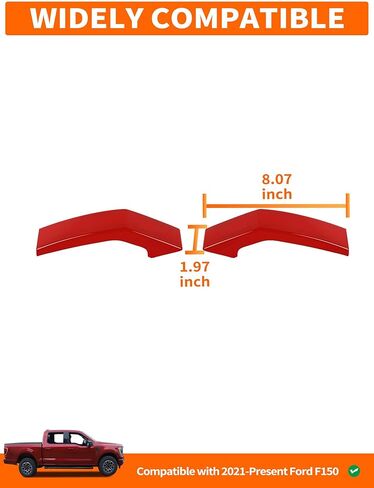 Savadicar 2-Piece Red Grille Side Trim Cover for 2021-Present Ford F150, Grille Extensions Overlay Accent, Exterior Styling Upgrade Accessories in Saudi Arabia