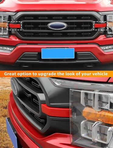 Savadicar 2-Piece Red Grille Side Trim Cover for 2021-Present Ford F150, Grille Extensions Overlay Accent, Exterior Styling Upgrade Accessories in Saudi Arabia