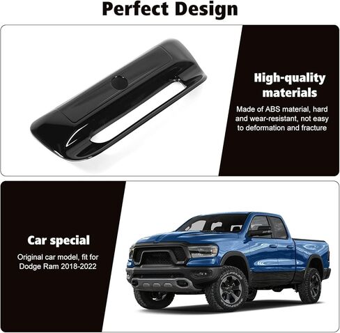 RT-TCZ Rear Trunk Door Tailgate Handle Cover Trim Decoration Accessories for 2018 2019 2020 2021 2022 Dodge Ram 1500 (Black) in Saudi Arabia