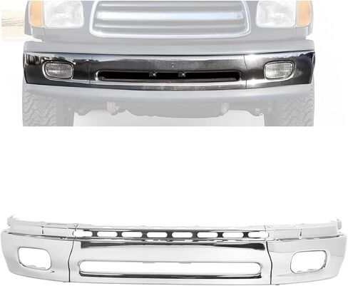 KUAFU Front Bumper Face Bar Compatible with 2000-2006 Toyota Tundra Replacement for 521010C020 TO1002170 Bumper Cover Impact Bar Chrome Silvery Steel 3Pieces in Saudi Arabia