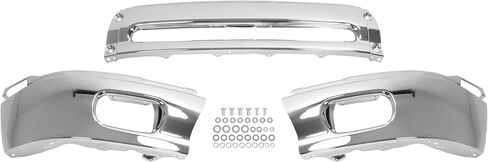 KUAFU Front Bumper Face Bar Compatible with 2000-2006 Toyota Tundra Replacement for 521010C020 TO1002170 Bumper Cover Impact Bar Chrome Silvery Steel 3Pieces in Saudi Arabia