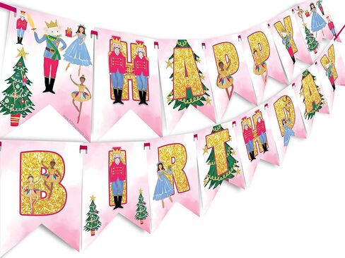 Nutcracker Happy Birthday Banner - Nutcracker Party Supplies - Nutcracker Party Decorations - Christmas Birthday Party - Ballet Party - HB Pink in Saudi Arabia