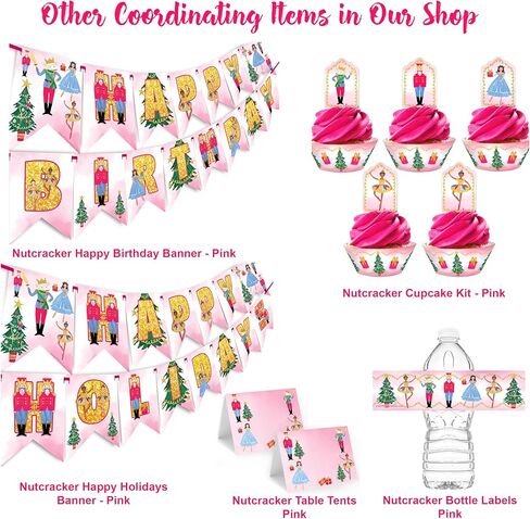 Nutcracker Happy Birthday Banner - Nutcracker Party Supplies - Nutcracker Party Decorations - Christmas Birthday Party - Ballet Party - HB Pink in Saudi Arabia