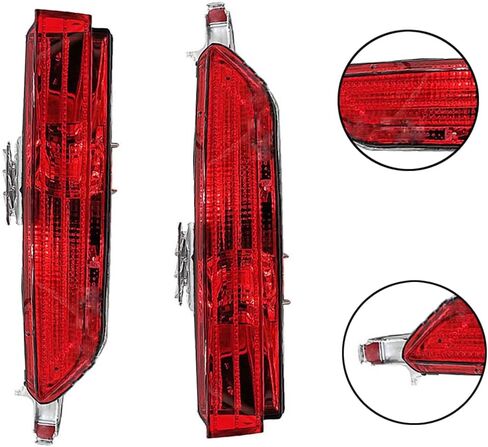 Riloer Car Rear Bumper Reflector Light Cover, Red Brake Lamp Reflective Strip without Bulb, Compatible with VW Touareg 2011-2015, 2 pcs (Long Style, Outside) in Saudi Arabia