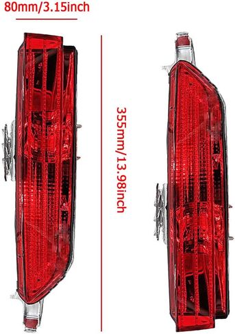 Riloer Car Rear Bumper Reflector Light Cover, Red Brake Lamp Reflective Strip without Bulb, Compatible with VW Touareg 2011-2015, 2 pcs (Long Style, Outside) in Saudi Arabia