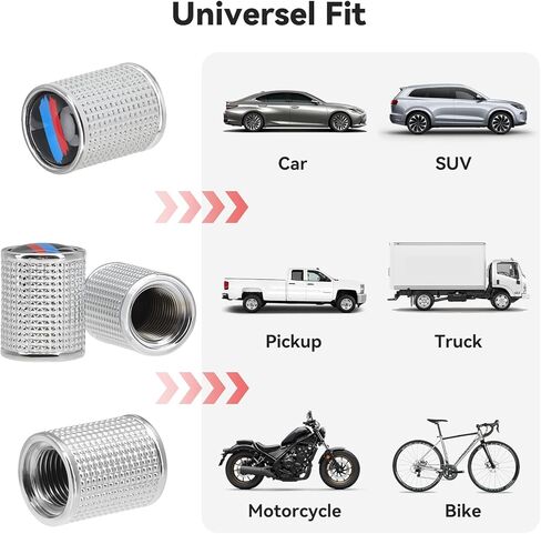 Car Tire Valve Caps for BMW All Models, 4Pcs Universal Metal Valve Stem Caps Auto Wheel Center Air Valve Covers for Car SUV Truck Motorcycle Bicycle (Black) in Kuwait