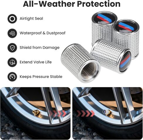 Car Tire Valve Caps for BMW All Models, 4Pcs Universal Metal Valve Stem Caps Auto Wheel Center Air Valve Covers for Car SUV Truck Motorcycle Bicycle (Black) in Kuwait