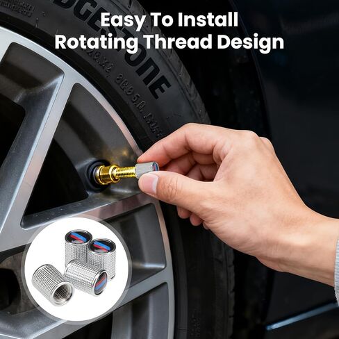 Car Tire Valve Caps for BMW All Models, 4Pcs Universal Metal Valve Stem Caps Auto Wheel Center Air Valve Covers for Car SUV Truck Motorcycle Bicycle (Black) in Kuwait