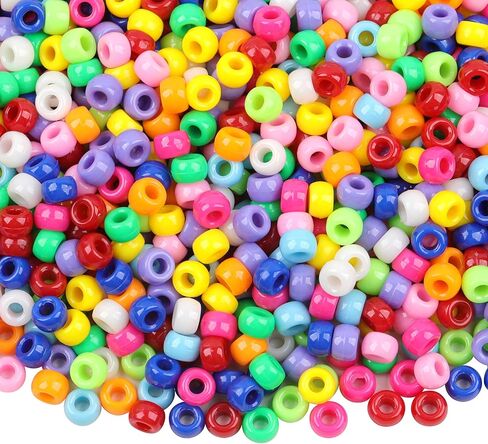 800Pcs Pony Beads Plastic Bead for Bracelet Making Multi-Colored Beads for Hair Braiding DIY Crafts Kandi Jewelry Key Chains and Ornaments Decorations in Saudi Arabia