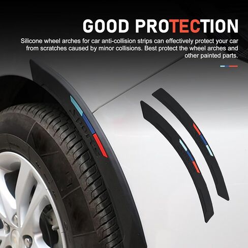 2 PCS Car Wheel Arch Protectors, Silicone Auto Wheel Tire Eyebrow Strips, Self-Adhesive Fender Flare Arch Lip Trim Strips Protector, Fender Flare Decoration Sticker for Most Cars (Black) in Saudi Arabia