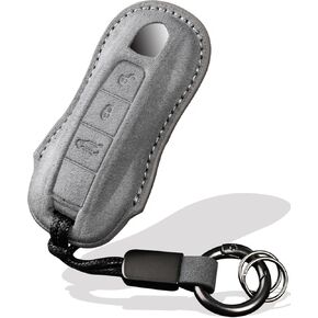 for Porsche Key Fob Cover with Keychain Fit for Panamera, Cayenne, Macan,Taycan,918 Smart Keys Case Protector suede (Black, Style A) in Saudi Arabia