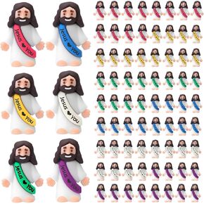 72 Pcs Mini Jesus Figures Bulk, Little Loves You Jesus Tiny Baby Figurines, Hide and Seek Easter Egg Fillers Religious Christ Christian Church Sunday School Party Favors in Saudi Arabia