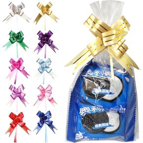 TYPAILYX 100Pcs 4"x 8" Bottom Gusset Bags, Clear Cello Cellophane Plastic Treat Goodie Bags with 100PCS Pull Bows for Small Gift Party Favors, Cookie, Candy in Saudi Arabia
