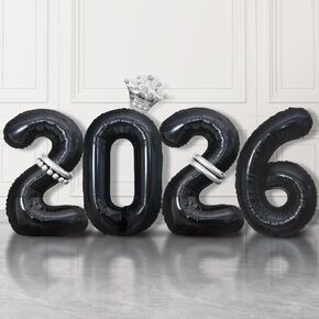 2026 بالونات بيج، 40 بوصة 2026 بالونات أرقام مع بالونات تاج من رقائق معدنية لديكورات سنة جديدة سعيدة ليلة رأس السنة 2026 ديكورات التخرج فئة 2026 لوازم الحفلات in Kuwait