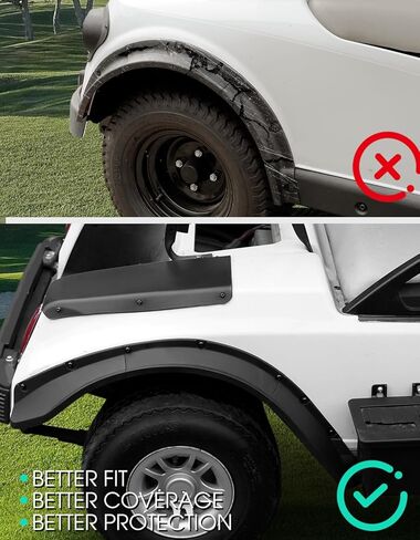 مشاعل عربة الجولف - مجموعة اللوحات الطينية الأمامية والخلفية مع أجهزة لسيارة Club Car DS 1993+، ملحقات واقيات الطين المتينة لعربات الجولف غير المعدلة فقط، 4 قطع in Kuwait