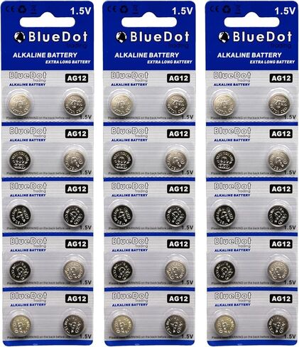 BlueDot Trading AG12 LR43 SR43 260 386 1.5V Alkaline Coin Cell Battery for Watch, Hearing Aid, Calculator, Flashlights, Keyless entry, Blister Pack - 30 Count in Saudi Arabia