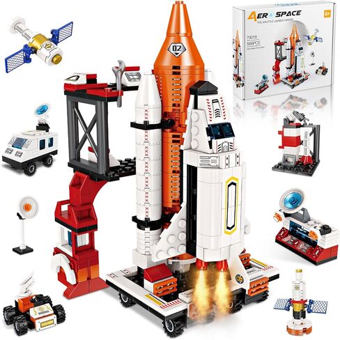 12-in-1 Transforming Space Rocket & Shuttle Building Kit, STEM Construction Toy for Kids 6-12, Stimulates Creativity & Logic, Best Gift for Space Fans, Compatible with Major Brands(566P) in Saudi Arabia