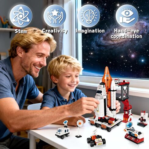 12-in-1 Transforming Space Rocket & Shuttle Building Kit, STEM Construction Toy for Kids 6-12, Stimulates Creativity & Logic, Best Gift for Space Fans, Compatible with Major Brands(566P) in Saudi Arabia