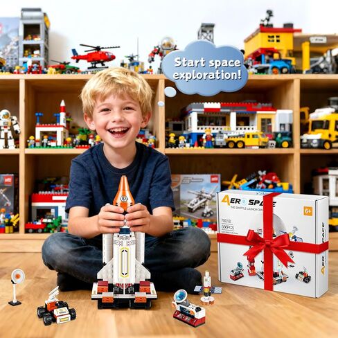 12-in-1 Transforming Space Rocket & Shuttle Building Kit, STEM Construction Toy for Kids 6-12, Stimulates Creativity & Logic, Best Gift for Space Fans, Compatible with Major Brands(566P) in Saudi Arabia