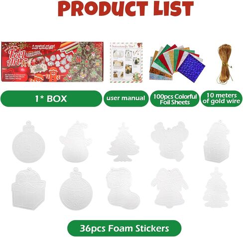 زينة شجرة عيد الميلاد DIY، نشاط حرفي فني من الرقائق المعدنية، مجموعات حرفية للعطلات الاحتفالية، نشاط إبداعي لتزيين كرات عيد الميلاد DIY، هدايا للفتيات والفتيان من سن 4 إلى 14 عامًا وما فوق in Kuwait