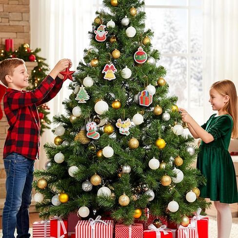 زينة شجرة عيد الميلاد DIY، نشاط حرفي فني من الرقائق المعدنية، مجموعات حرفية للعطلات الاحتفالية، نشاط إبداعي لتزيين كرات عيد الميلاد DIY، هدايا للفتيات والفتيان من سن 4 إلى 14 عامًا وما فوق in Kuwait