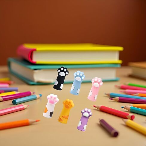 6 قطعة القطط مخلب قلم رصاص قبعات سيليكون قلم رصاص تلميح يغطي مضغ واقية سيليكون قبعات الخشب موسع أصحاب اللوازم المدرسية in Kuwait